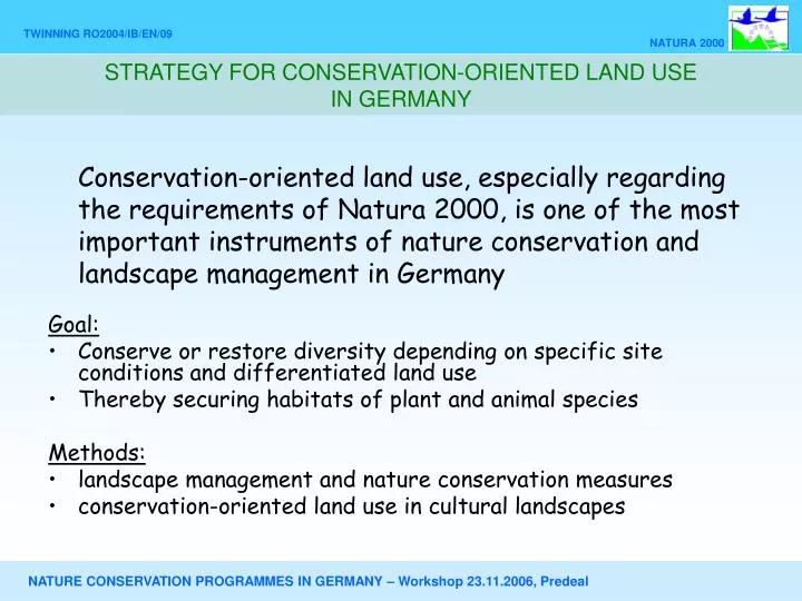 strategy for conservation oriented land use in germany n.
