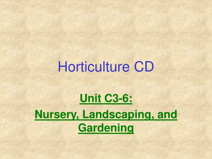 horticulture cd n.