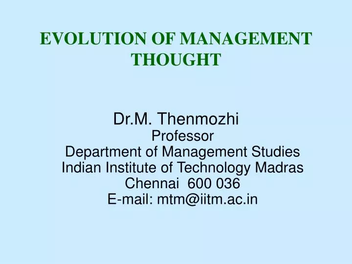 what is development of management thought