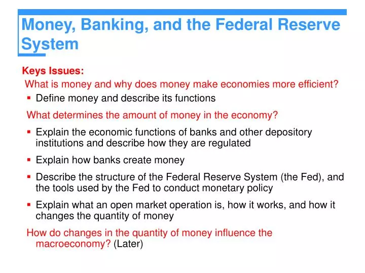 money banking and the federal reserve system n.