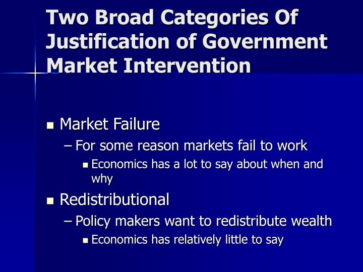 economic intervention goverment In the narrowest sense, the government's role in the economy is to help correct market failures, or situations where private markets cannot maximize the value that they could create for society this includes providing public goods, internalizing externalities, and enforcing competition that. economic intervention goverment In the narrowest sense, the government's role in the economy is to help correct market failures, or situations where private markets cannot maximize the value that they could create for society this includes providing public goods, internalizing externalities, and enforcing competition that.
