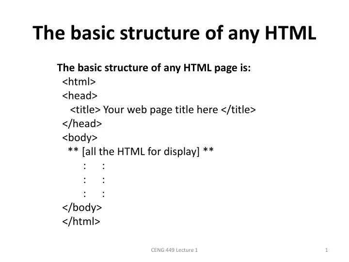 PPT - The basic structure of any HTML PowerPoint Presentation, free ...
