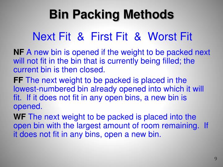 PPT Bin Packing PowerPoint Presentation ID6543629