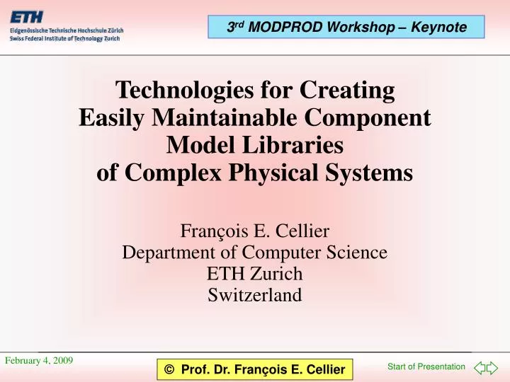 Ppt Fran C Ois E Cellier Department Of Computer Science Eth Zurich Switzerland Powerpoint Presentation Id