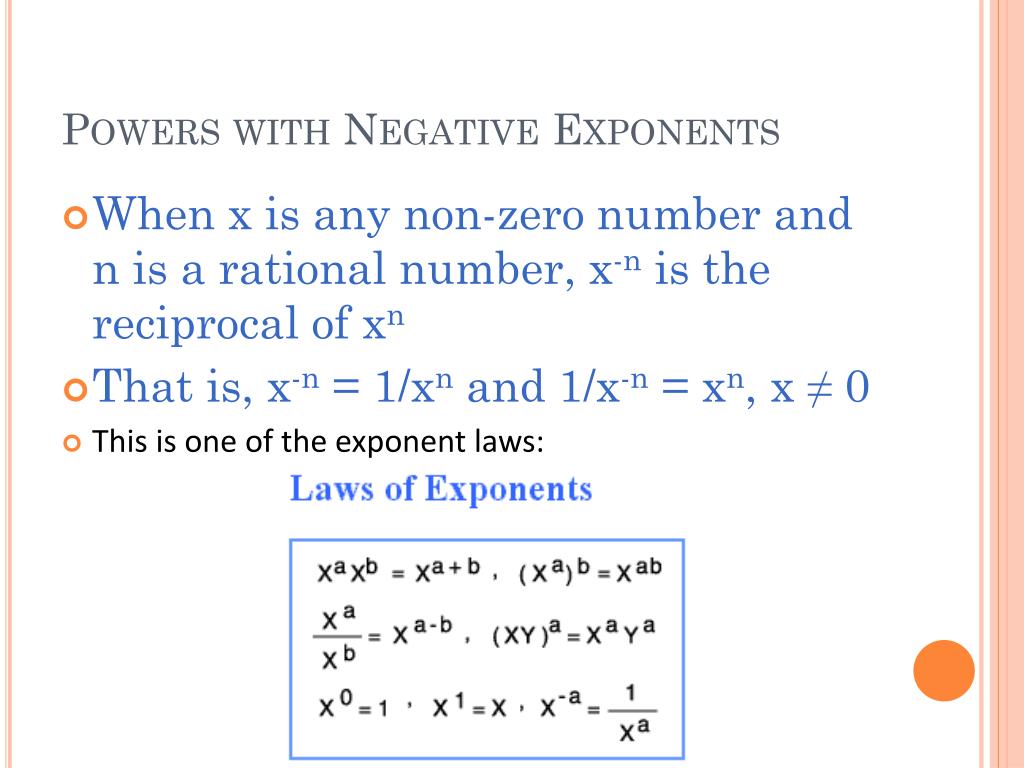 powers with negative exponents powers with negative exponents