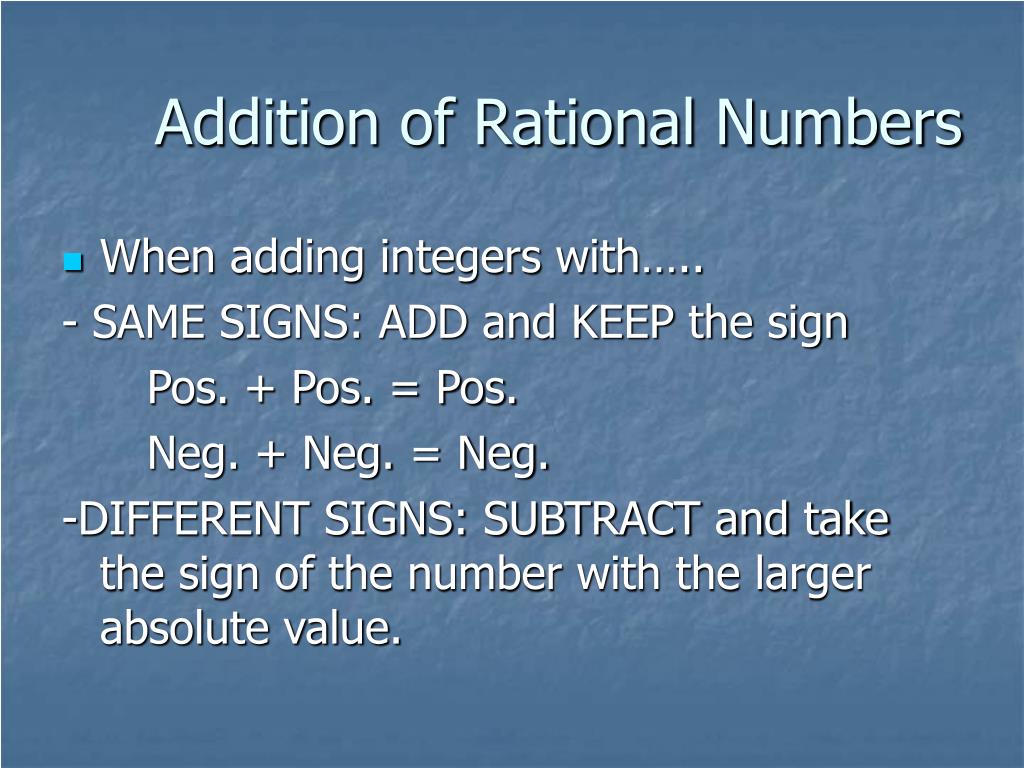 PPT - Lesson 2.2- Adding and Subtracting Rational Numbers, pg. 73 ...