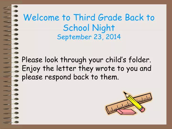 welcome to third grade back to school night september 23 2014 n.