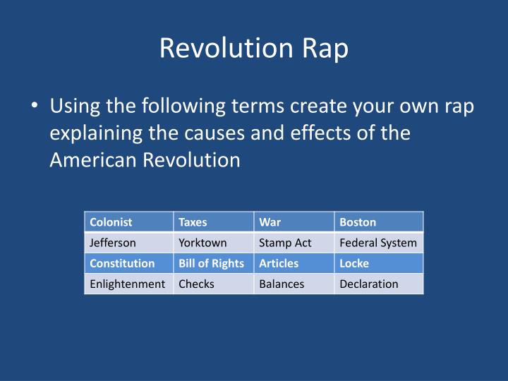 causes of the american revolution rap