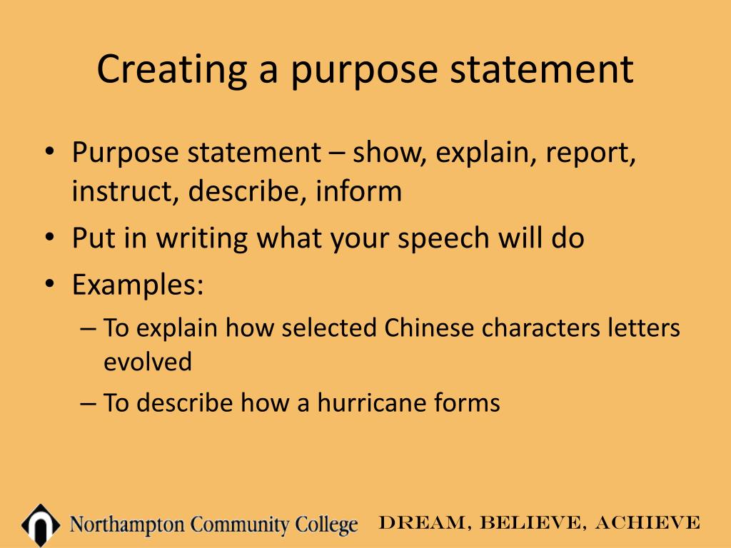 why is the purpose statement an important aspect of speechwriting
