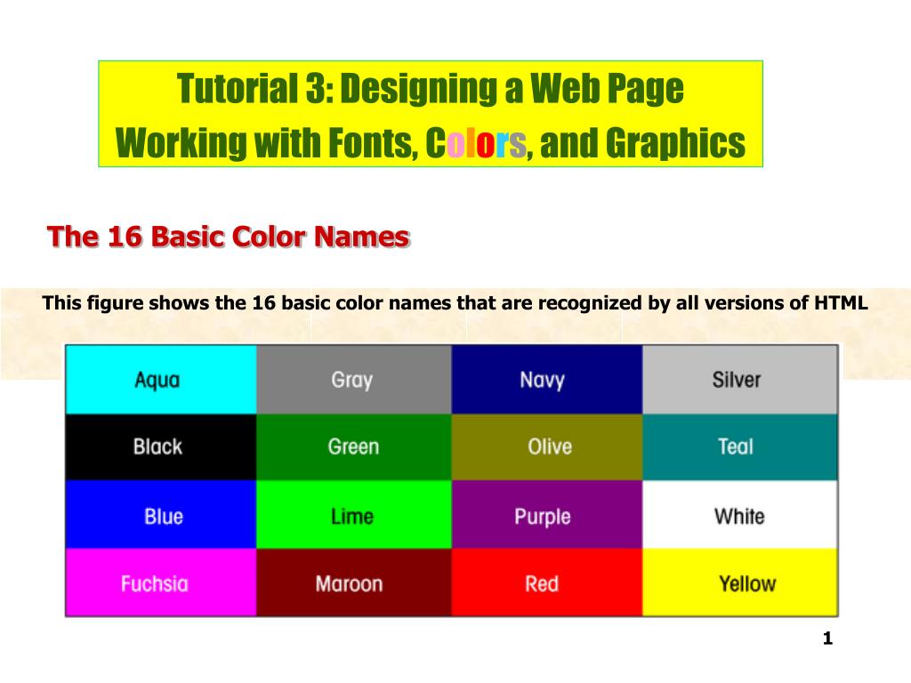 PPT - The 16 Basic Color Names PowerPoint Presentation, free download