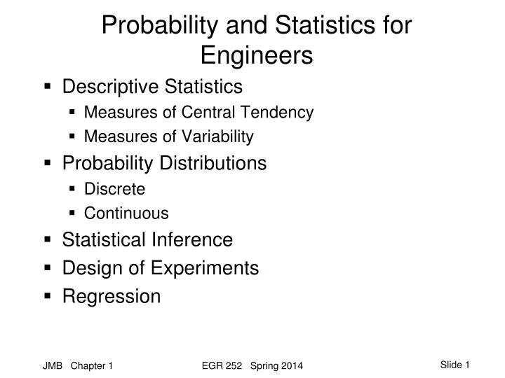 Ppt probability and statistics for engineers powerpoint presentation