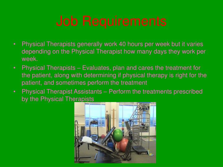 Job requirements for occupational therapist