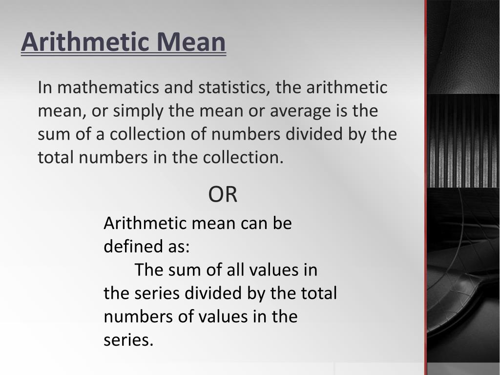 Arithmetic Mean In Statistics