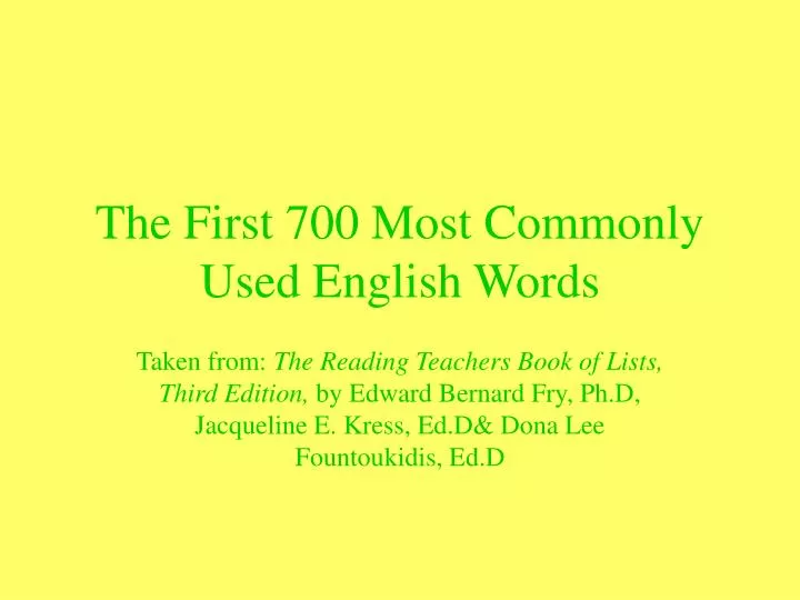 the first 700 most commonly used english words n.
