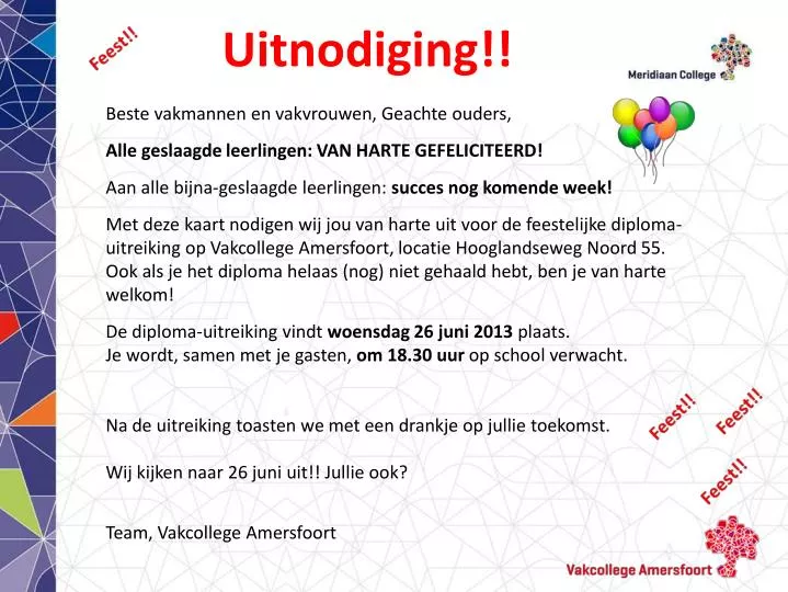 PPT - Uitnodiging!! PowerPoint Presentation, free download - ID:6564189