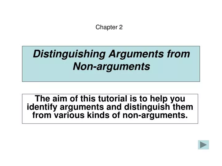 distinguishing arguments from non arguments n.