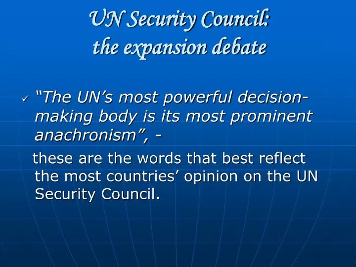 un security council the expansion debate n.