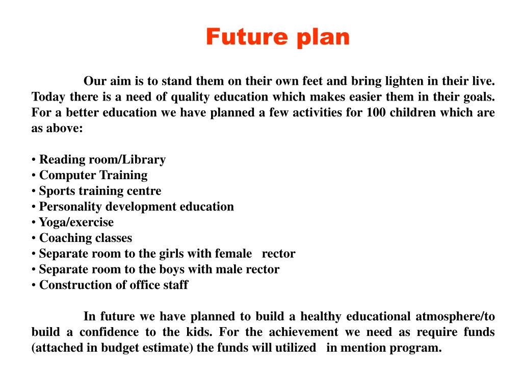 presentation about future plans