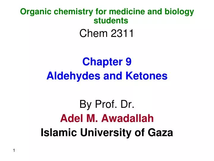 PPT Organic chemistry for medicine and biology students