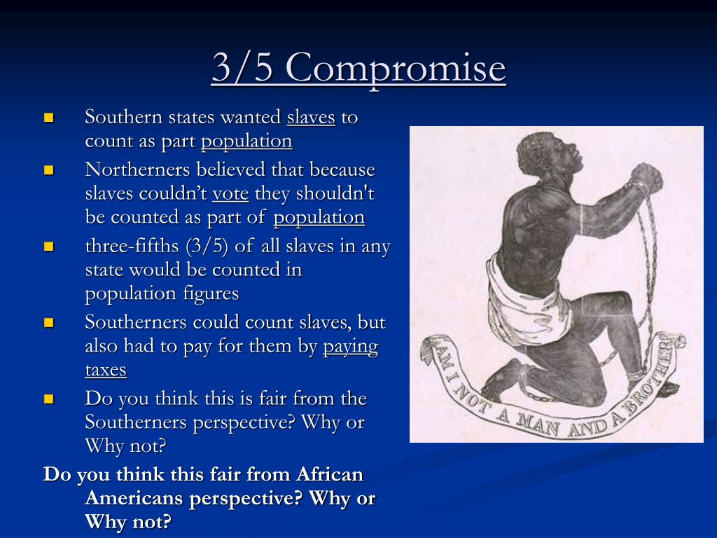 Three fifth. Three Fifths compromise.