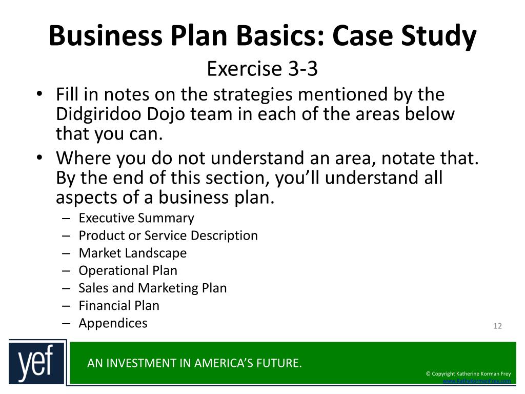 dissecting a business plan exercises