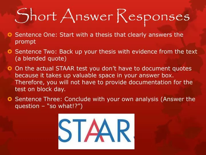 PPT Short Answer Responses PowerPoint Presentation, free download