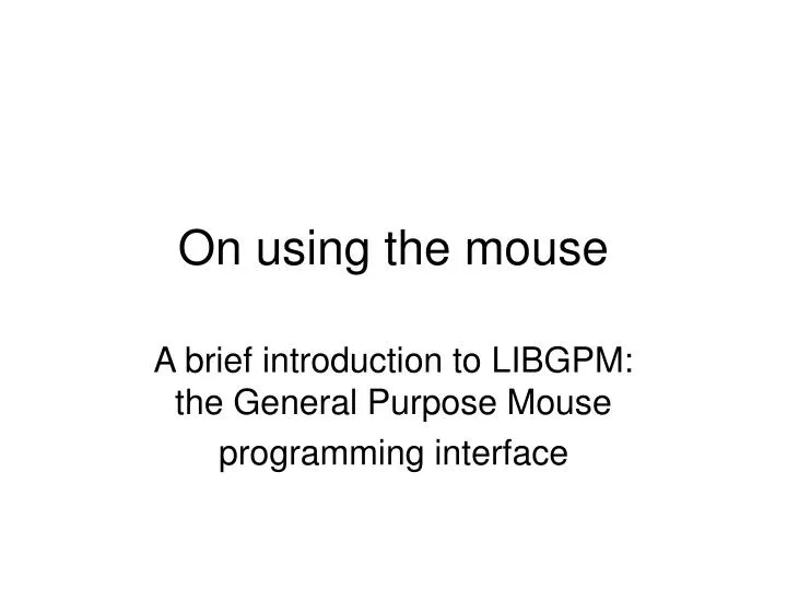 on using the mouse n.