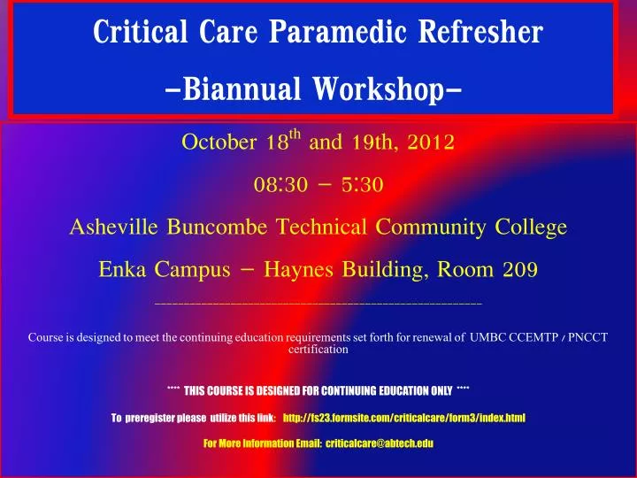 PPT Critical Care Paramedic Refresher Biannual PowerPoint