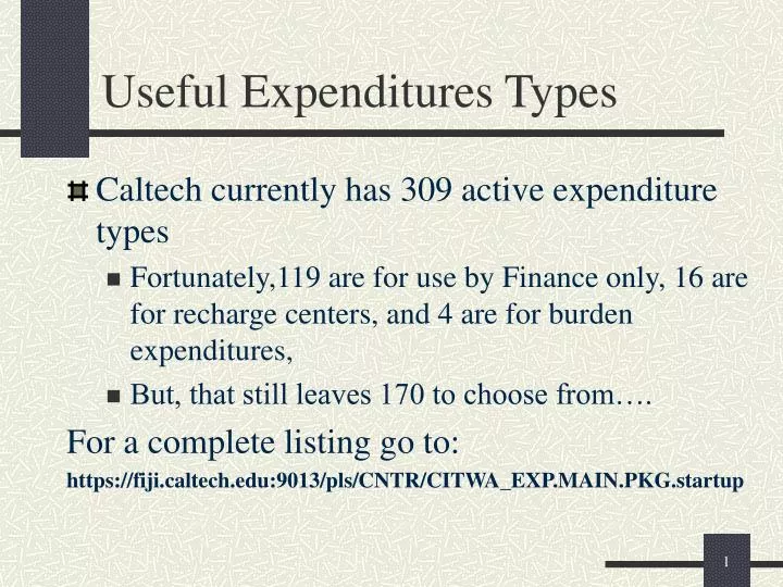 useful expenditures types n.