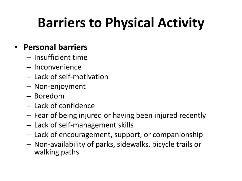 Ppt Addressing Barriers To Physical Activity Powerpoint Presentation