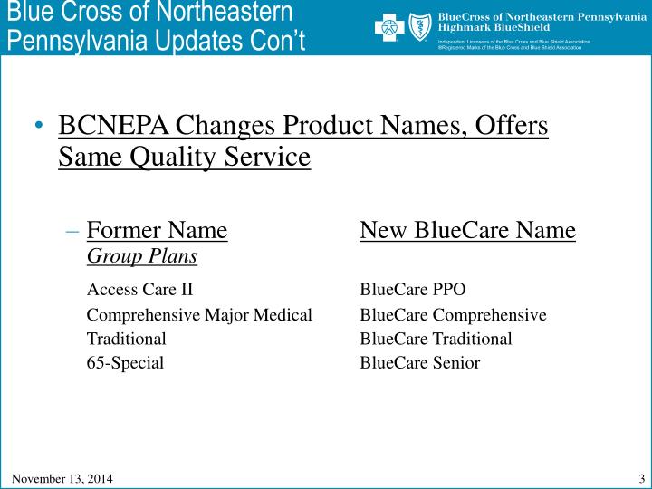 PPT Blue Cross of Northeastern Pennsylvania, First Priority Health and Highmark Blue Shield