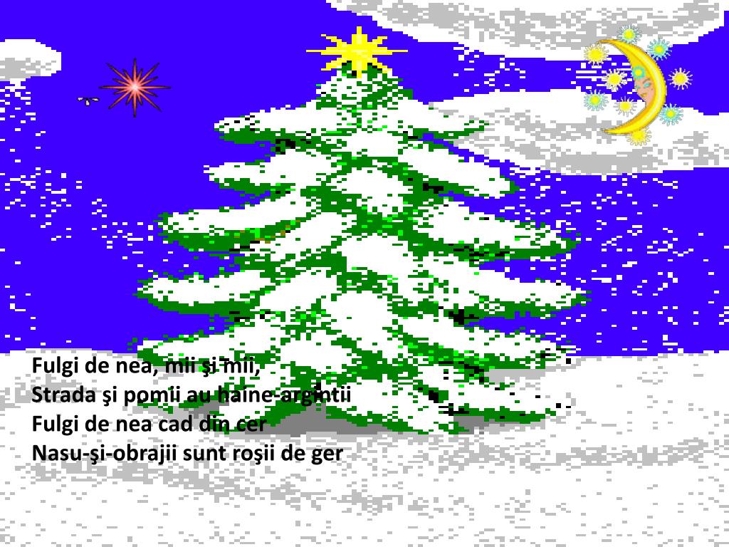 PPT - Fulgi de nea, mii ?i mii, Strada ?i pomii au haine-argintii Fulgi