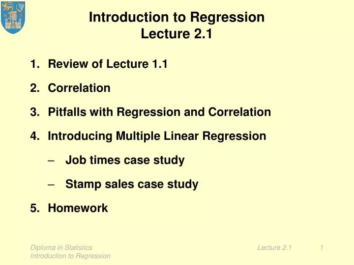 introduction to regression lecture 2 1 n.