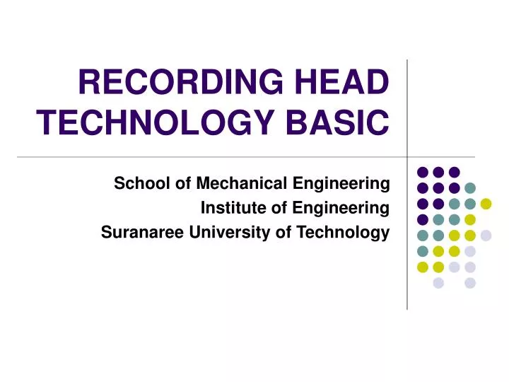 recording head technology basic n.