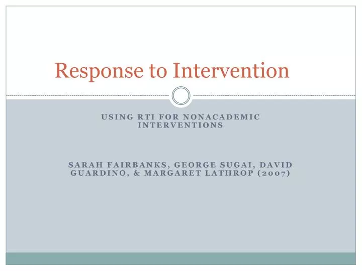 response to intervention n.