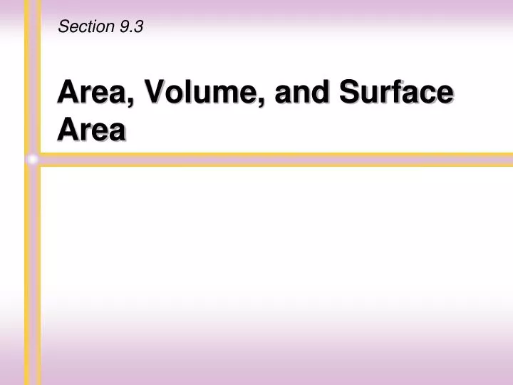 area volume and surface area n.