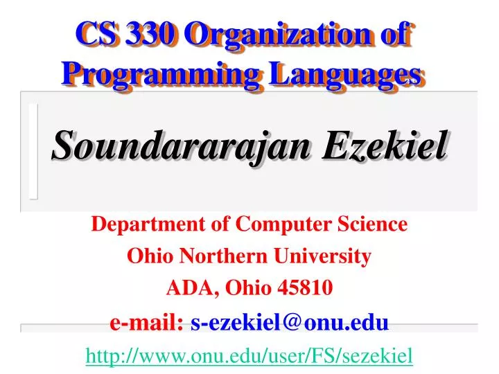 PPT - CS 330 Organization of Programming Languages PowerPoint ...
