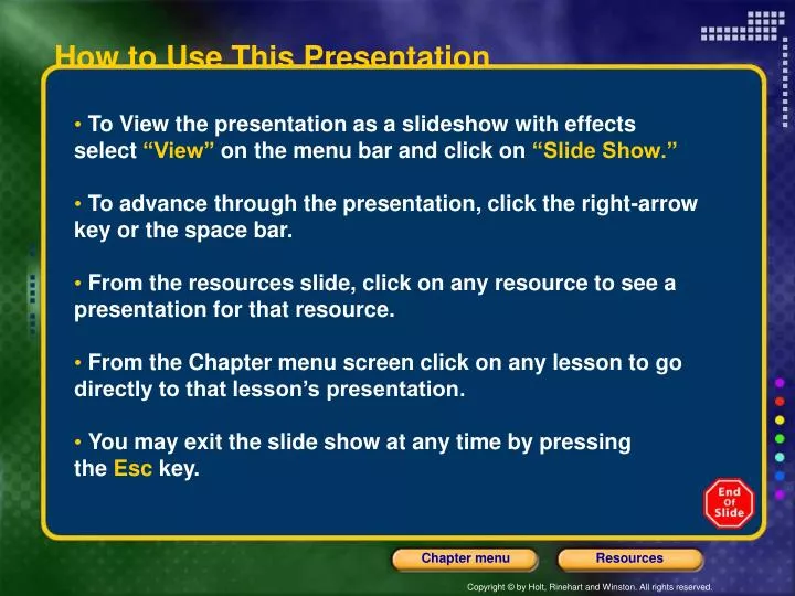 how to use this presentation n.