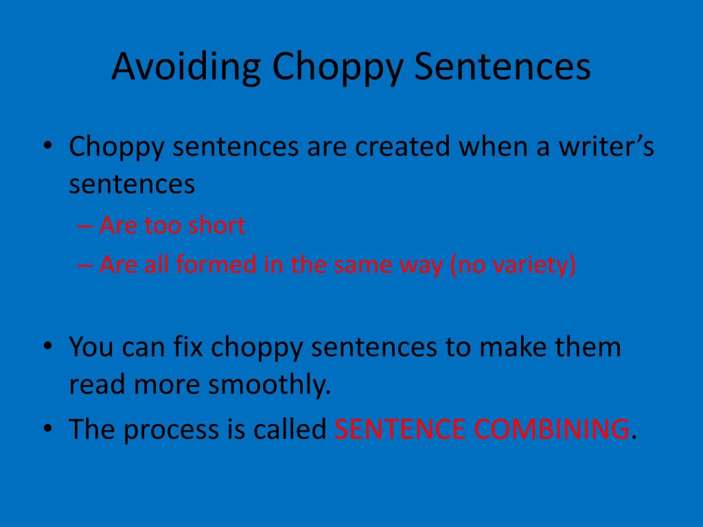 Avoiding Choppy Sentences Worksheets