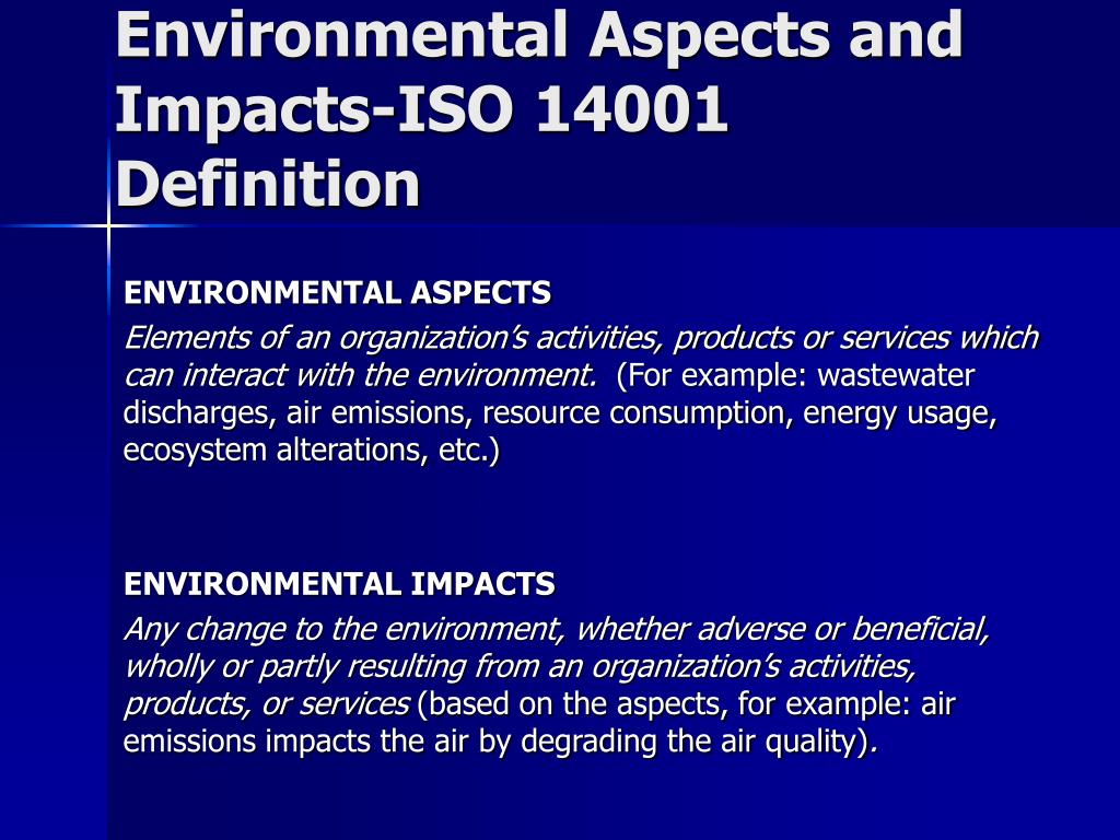Aspect and impact register iso 14001 requirements free