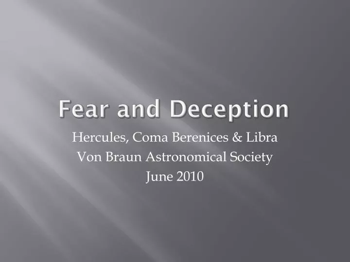 fear and deception n.