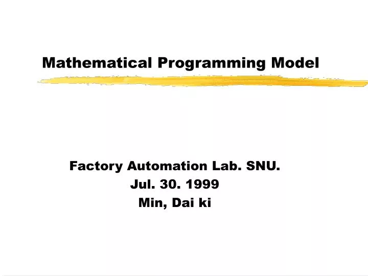 PPT - Mathematical Programming Model PowerPoint Presentation, free ...
