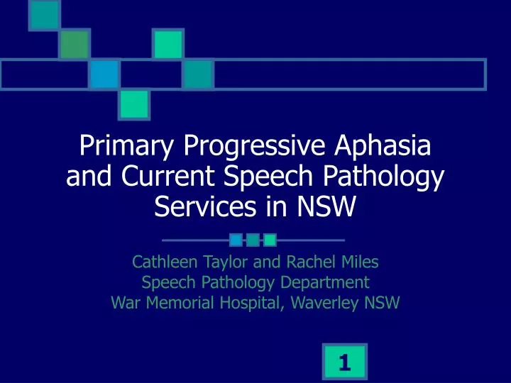 primary progressive aphasia and current speech pathology services in nsw n.