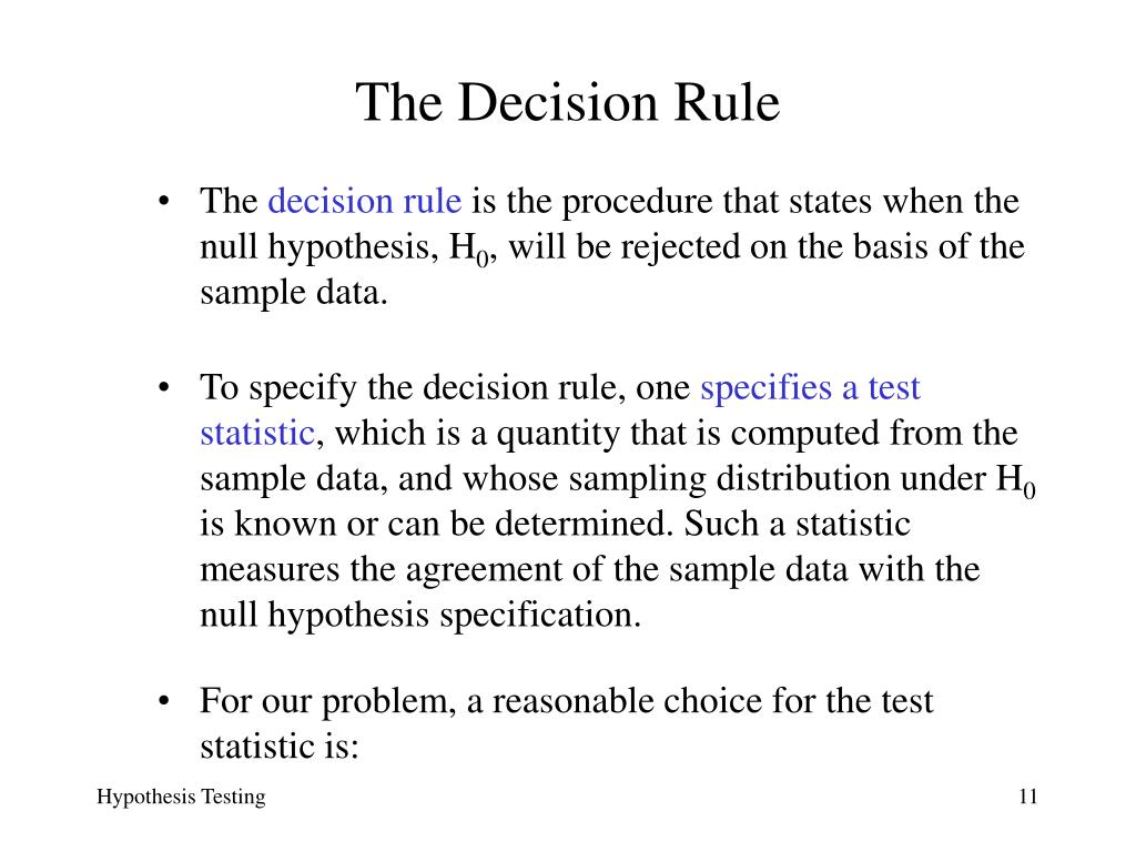 example of decision rule in hypothesis testing