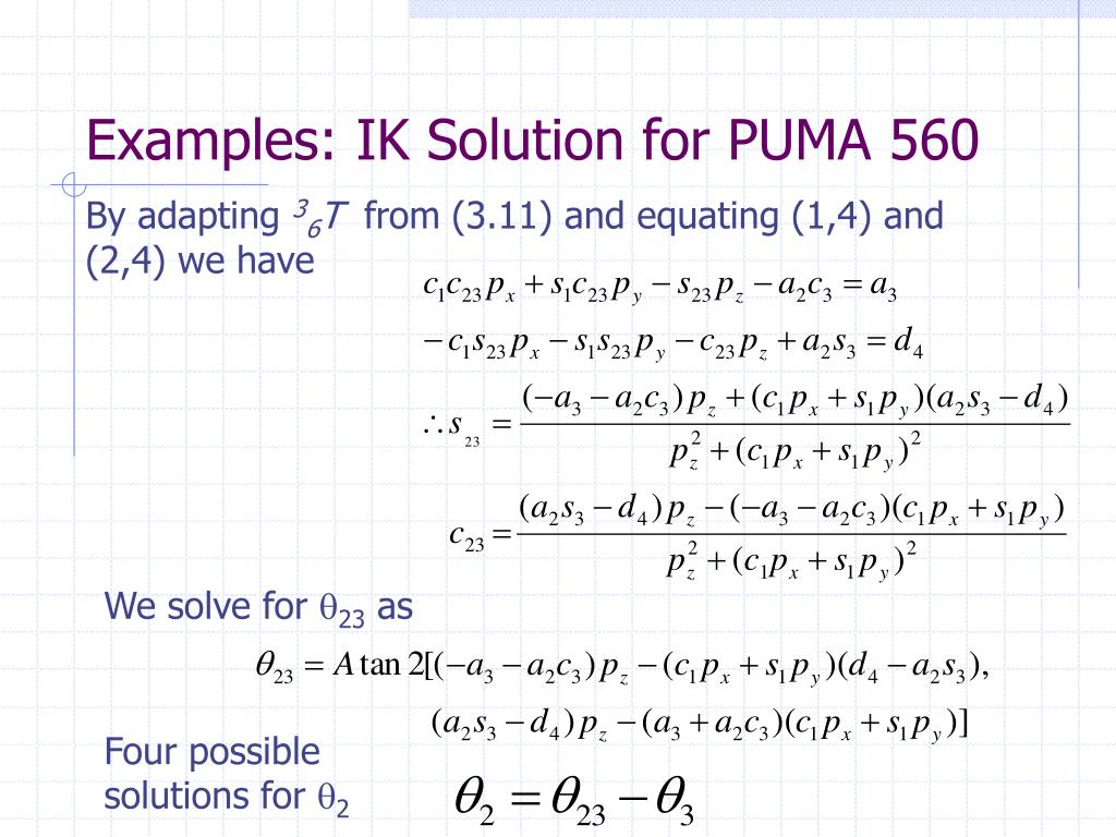 puma 560 inverse kinematics