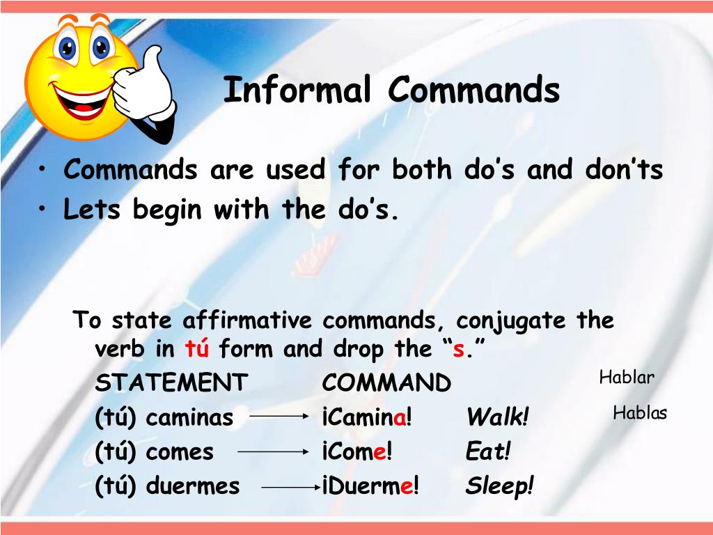 PPT Informal Commands P 5 PowerPoint Presentation Free Download ID 6593124
