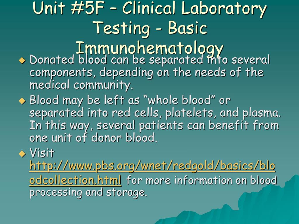 PPT Unit 5F Clinical Laboratory Testing Basic
