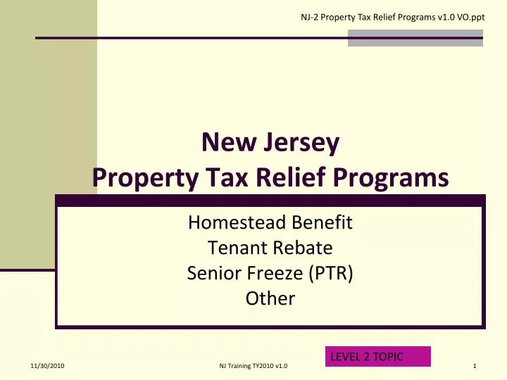 PPT New Jersey Property Tax Relief Programs PowerPoint Presentation