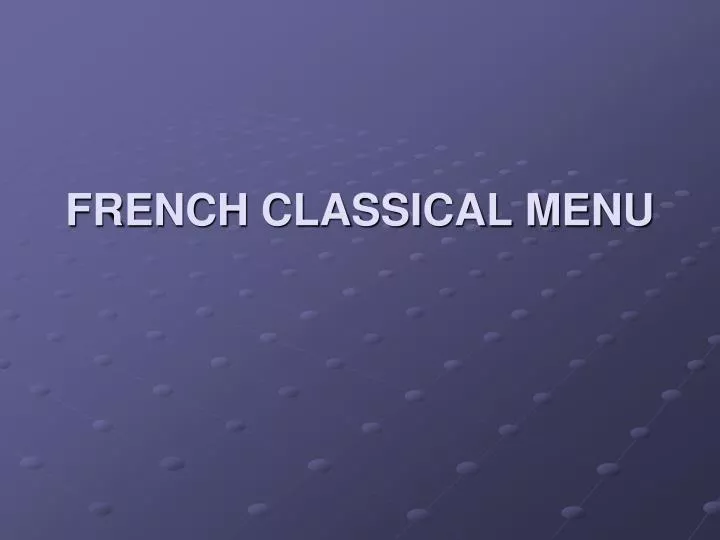 french classical menu n.