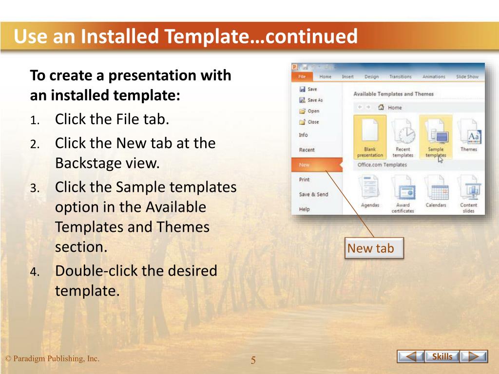 name any one presentation of installed templates